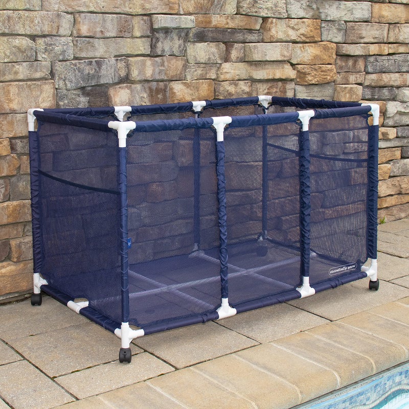 Essentially Yours Pool Noodles Holder, Toys, Balls and Floats Equipment Mesh Rolling Storage Organizer Bin, Kids Height, Large, (43" W x 25" L x 28" H), White Style 563009 - Image 3